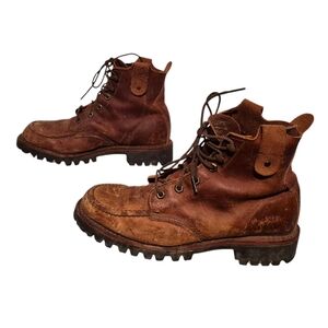 Rare Vintage Levi's Leather Moc-Toe Combat Ankle Boots Handcrafted In USA